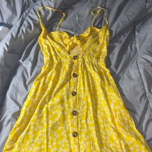 Yellow flower mini dress